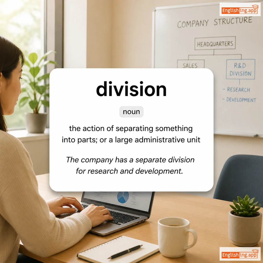 division definition card — visual illustration of the meaning