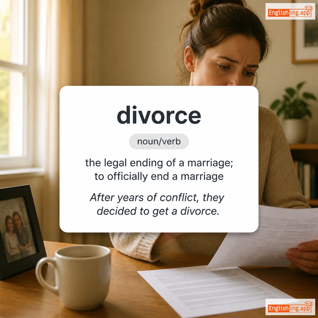 divorce definition card — visual illustration of the meaning