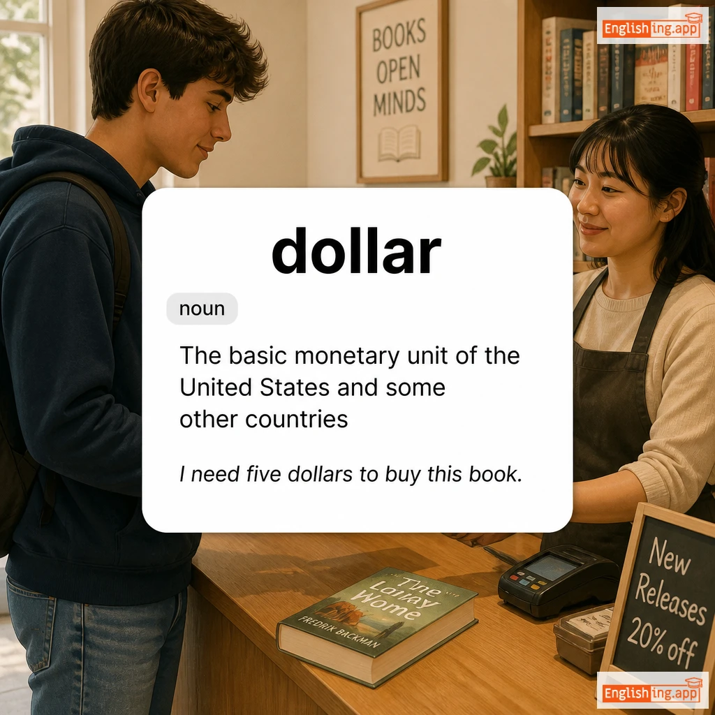 dollar definition card — visual illustration of the meaning