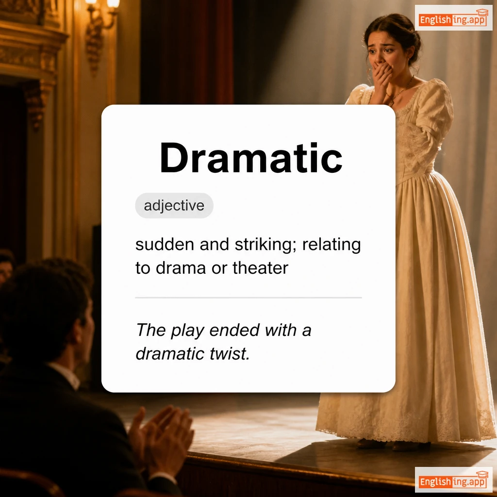 Dramatic definition card — visual illustration of the meaning