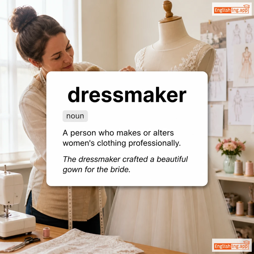dressmaker definition card — visual illustration of the meaning