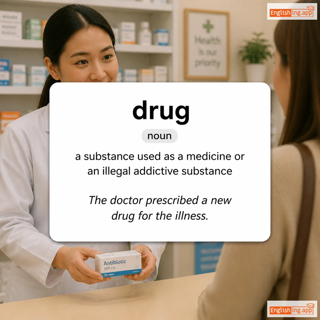 drug definition card — visual illustration of the meaning