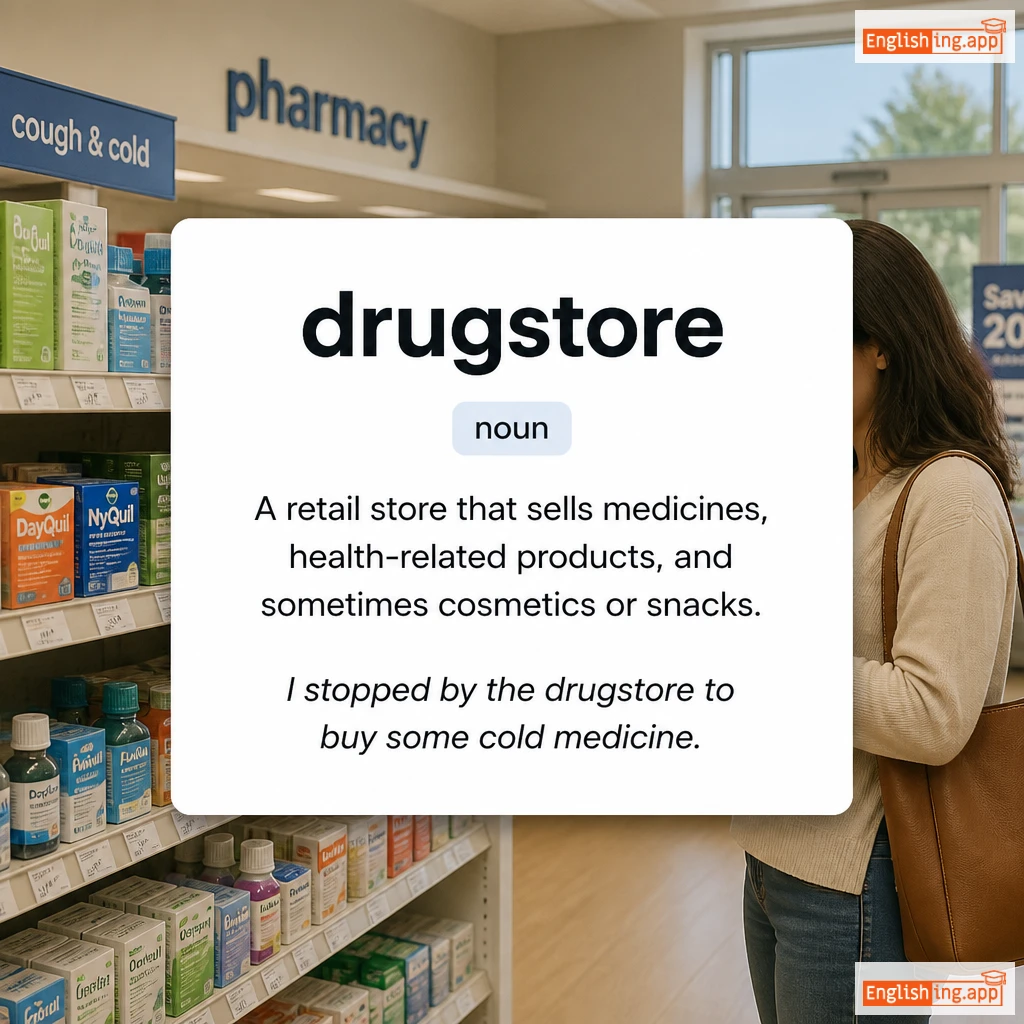 drugstore definition card — visual illustration of the meaning