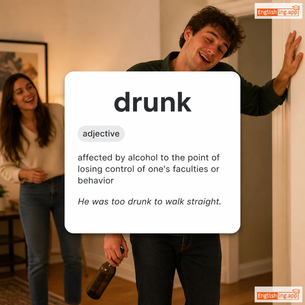 drunk definition card — visual illustration of the meaning