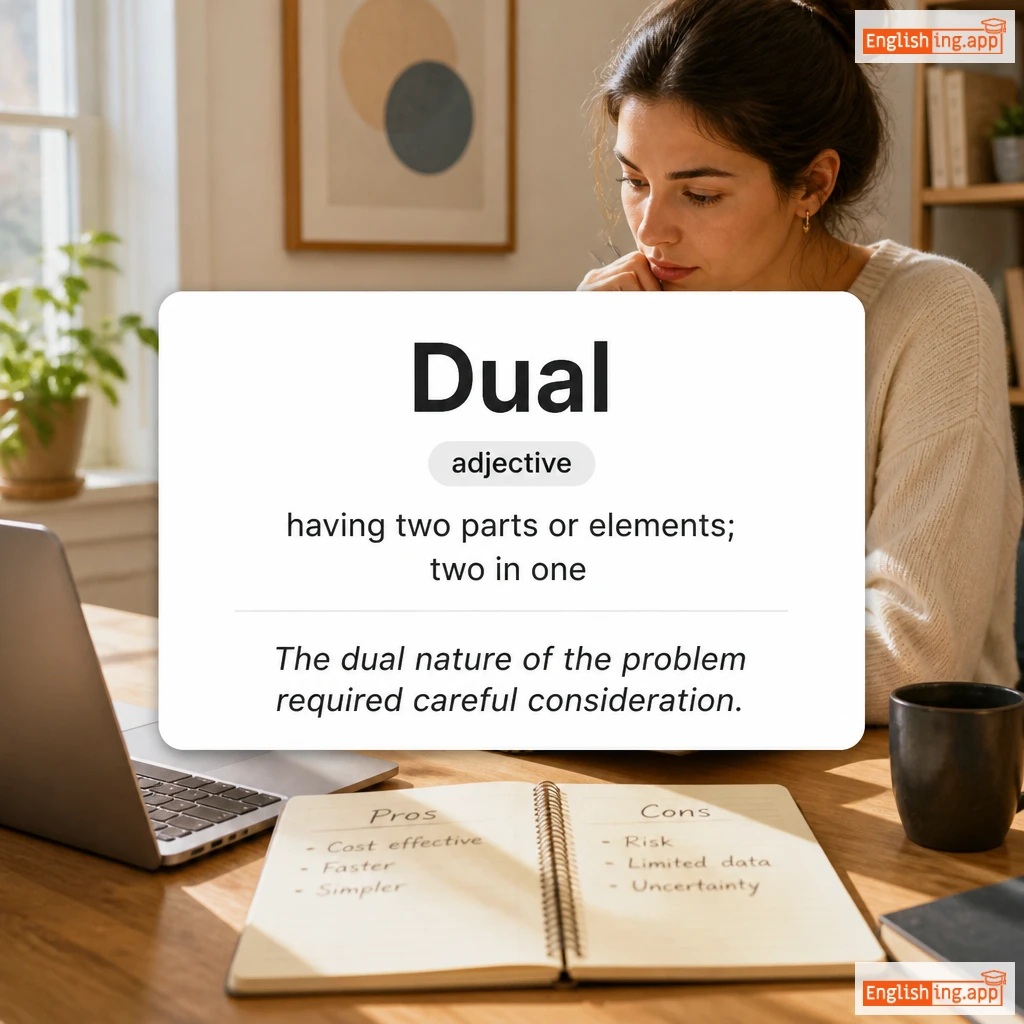 Dual definition card — visual illustration of the meaning