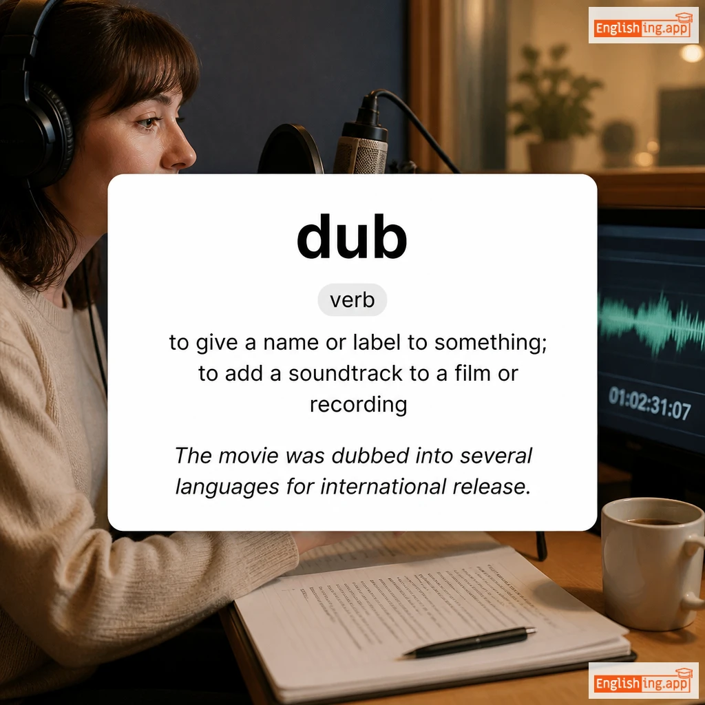 dub definition card — visual illustration of the meaning