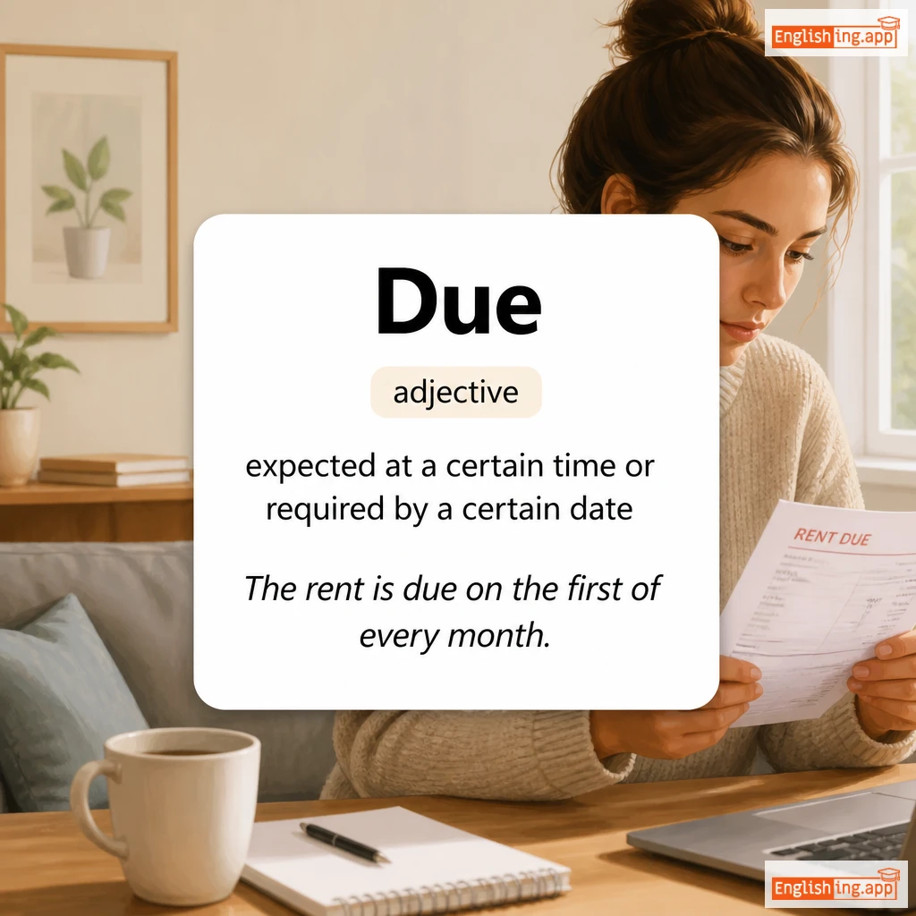 Due definition card — visual illustration of the meaning