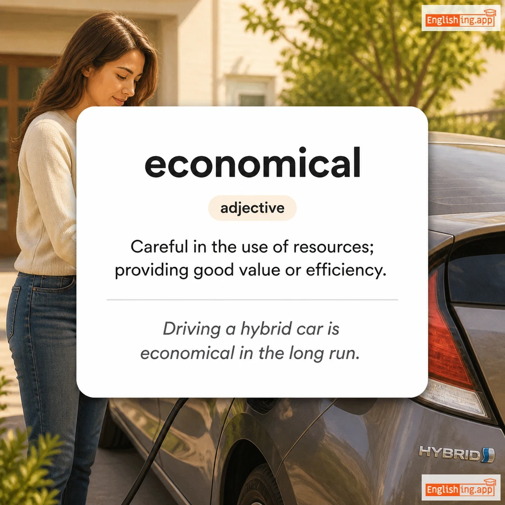 economical definition card — visual illustration of the meaning