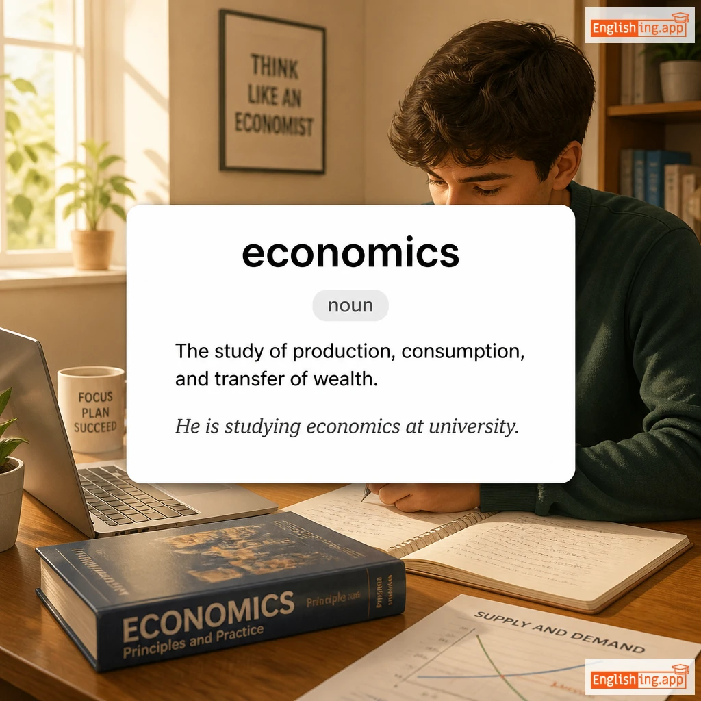 economics definition card — visual illustration of the meaning