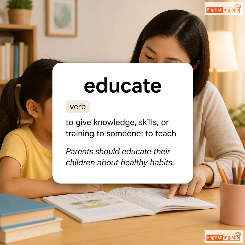 educate definition card — visual illustration of the meaning