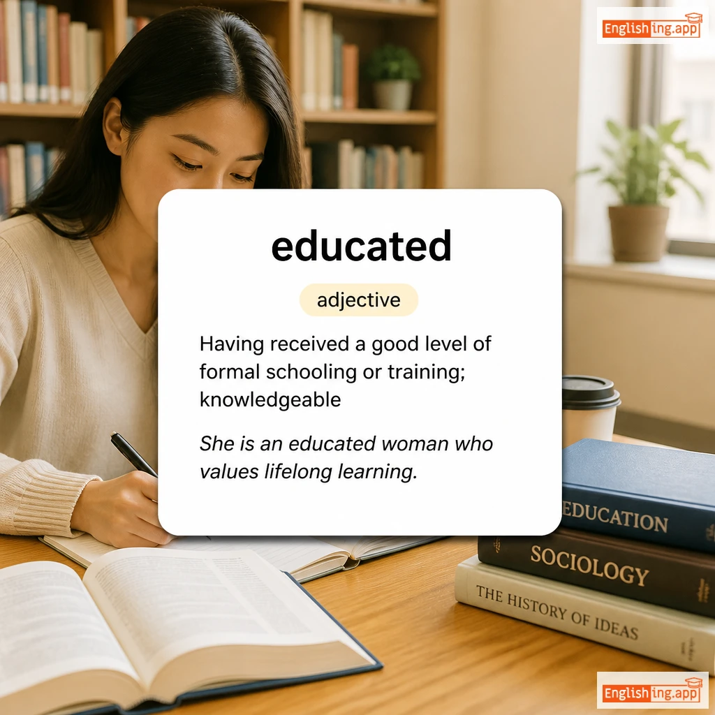 educated definition card — visual illustration of the meaning