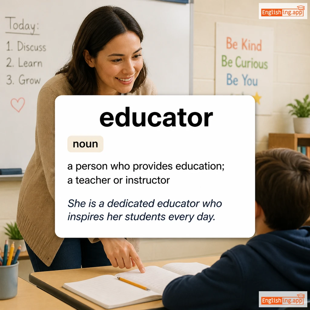 educator definition card — visual illustration of the meaning