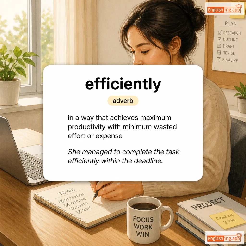 efficiently definition card — visual illustration of the meaning