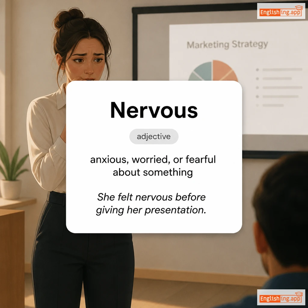 Nervous definition card — visual illustration of the meaning
