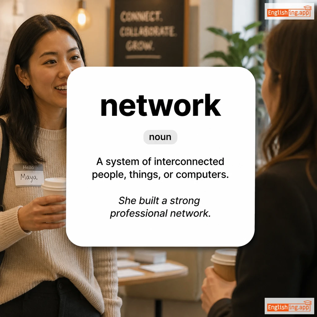 network definition card — visual illustration of the meaning