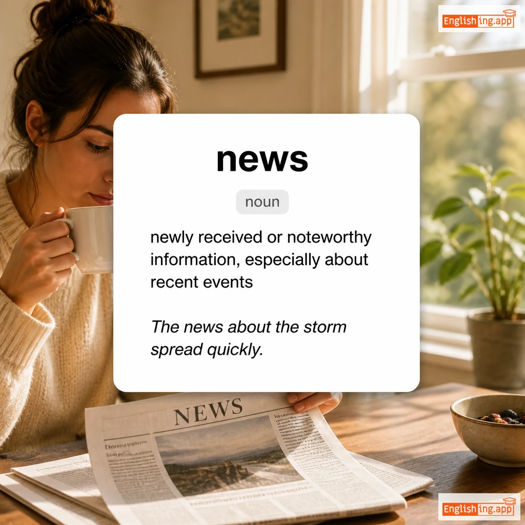 news definition card — visual illustration of the meaning