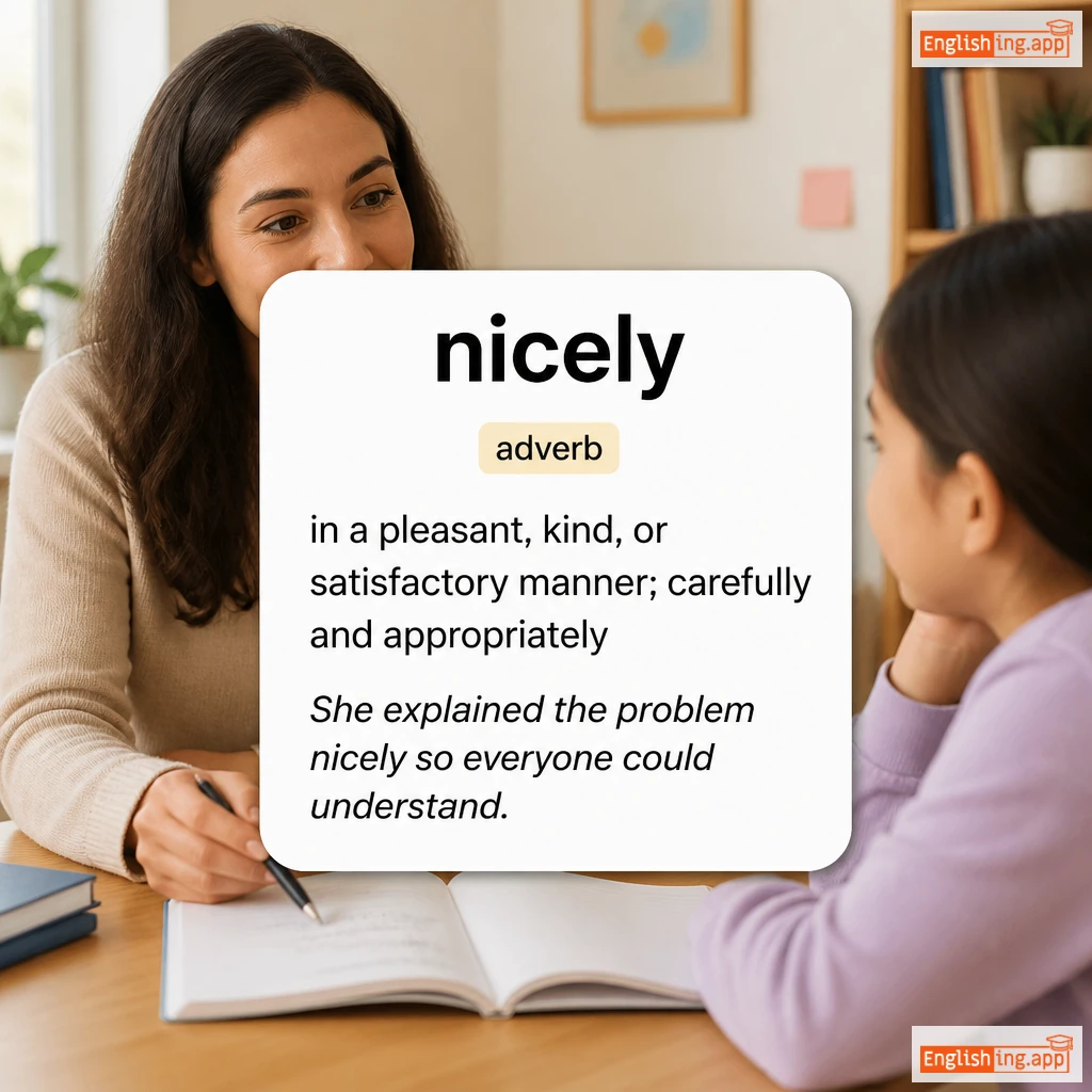 nicely definition card — visual illustration of the meaning