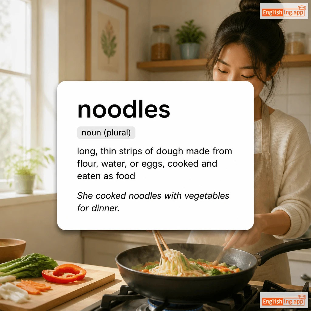 noodles definition card — visual illustration of the meaning