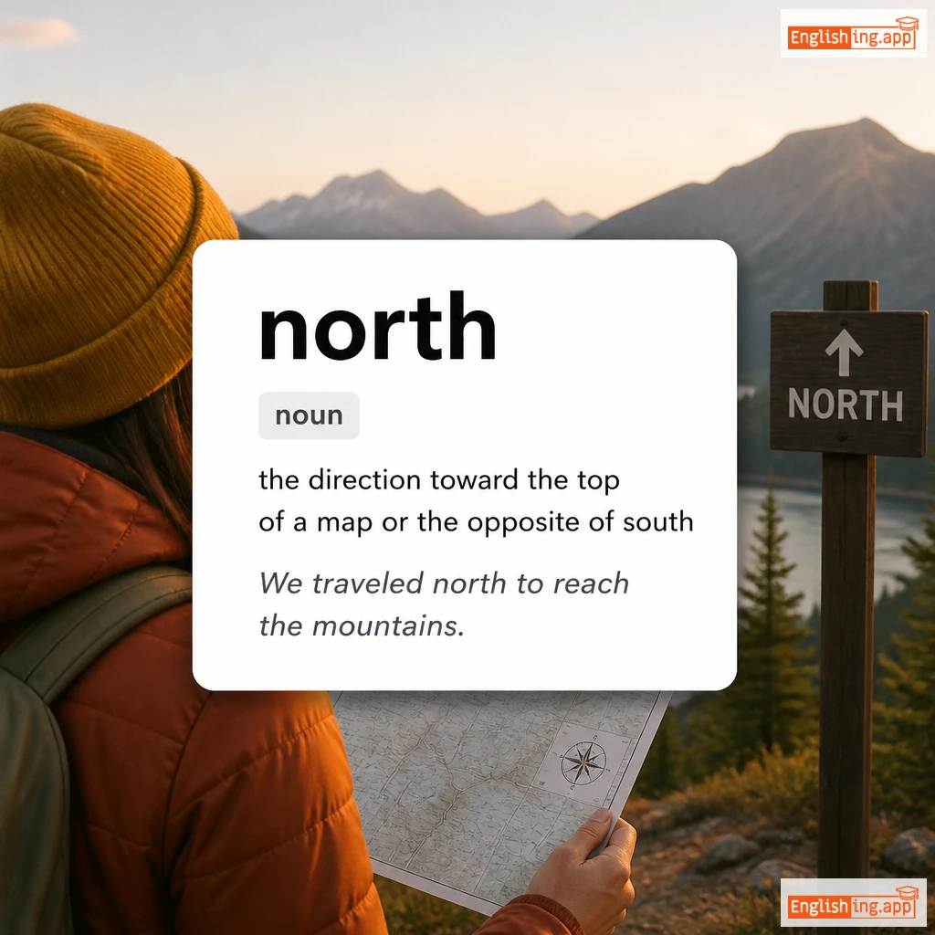 north definition card — visual illustration of the meaning
