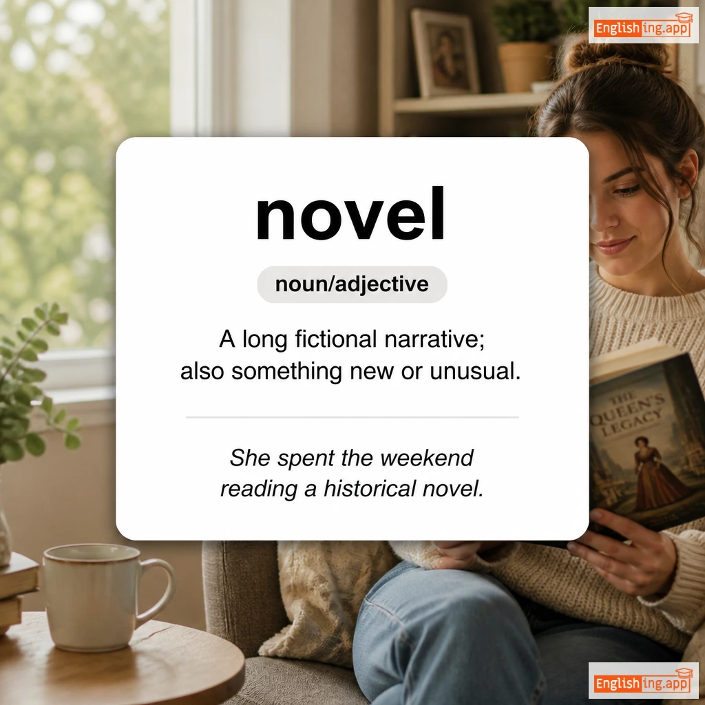 novel definition card — visual illustration of the meaning