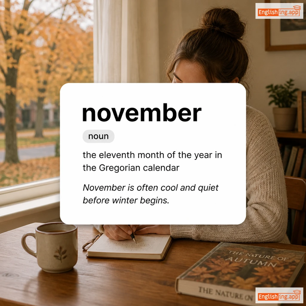 november definition card — visual illustration of the meaning