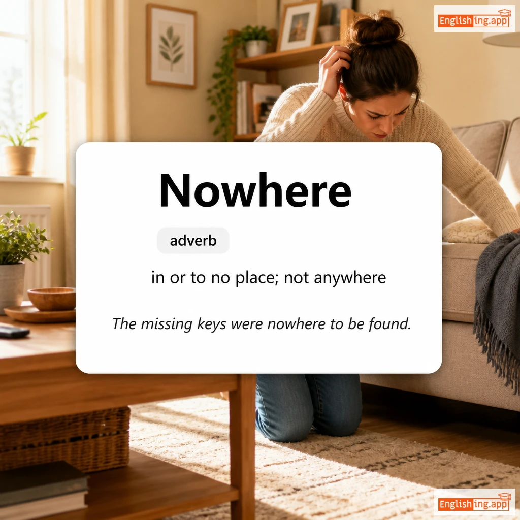 Nowhere definition card — visual illustration of the meaning