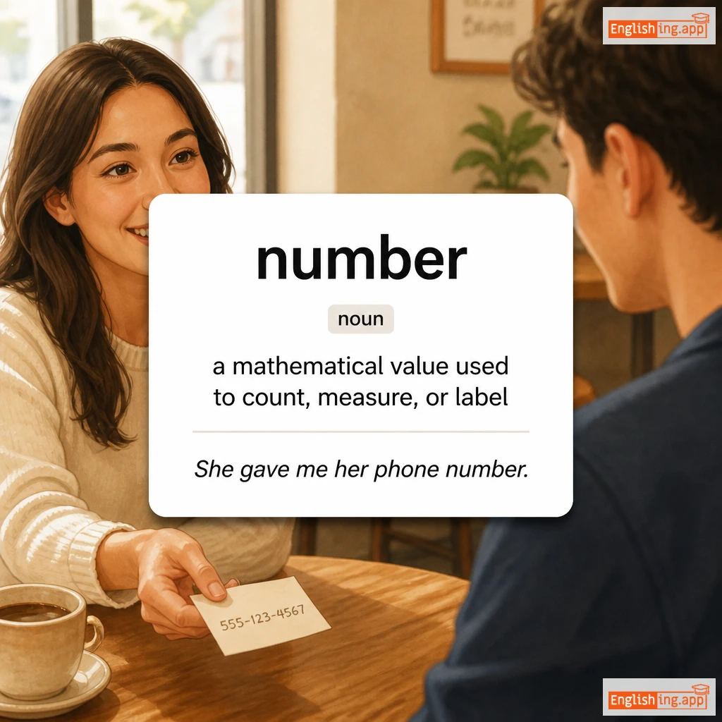 number definition card — visual illustration of the meaning