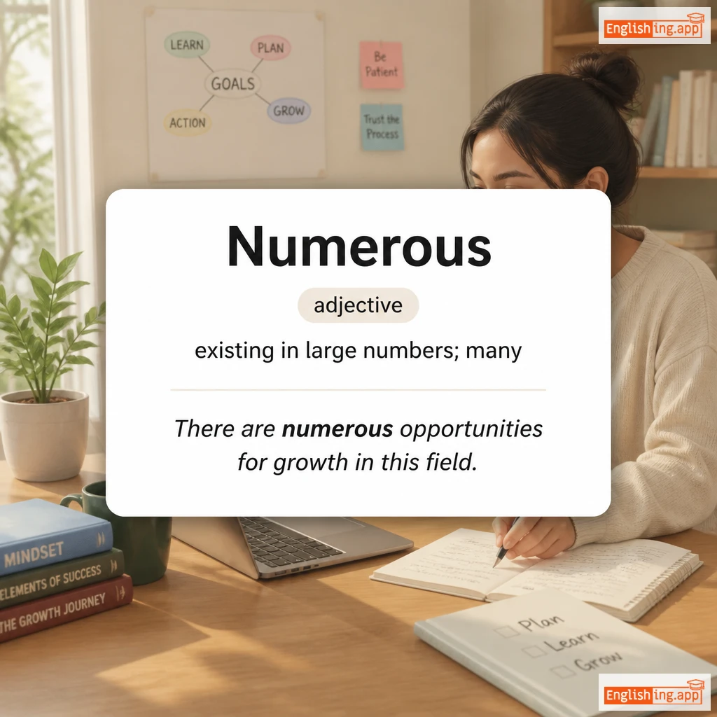 Numerous definition card — visual illustration of the meaning