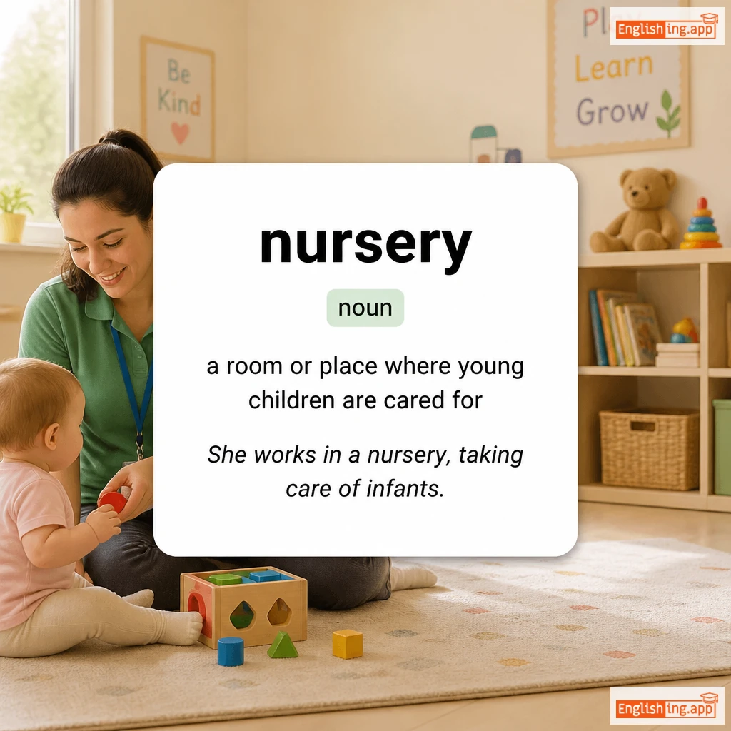 nursery definition card — visual illustration of the meaning