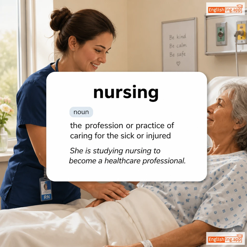 nursing definition card — visual illustration of the meaning
