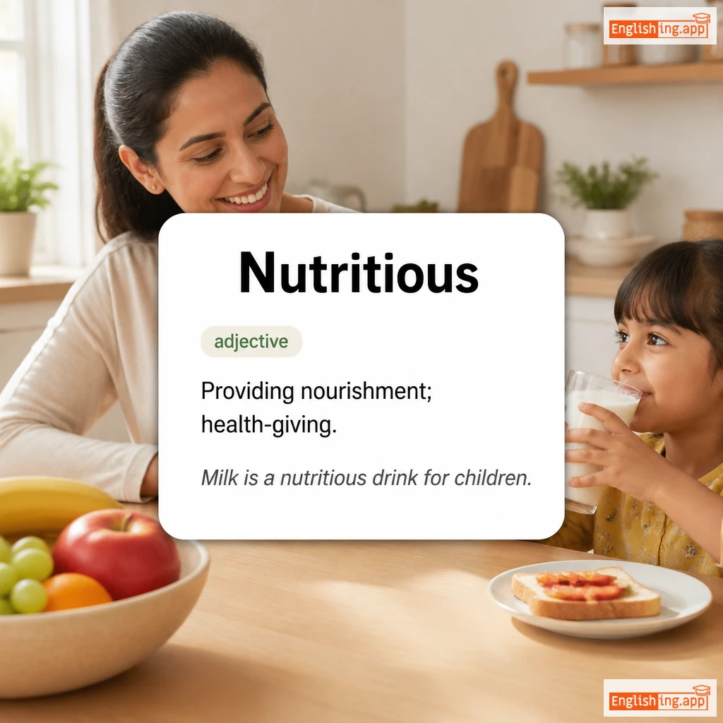 Nutritious definition card — visual illustration of the meaning