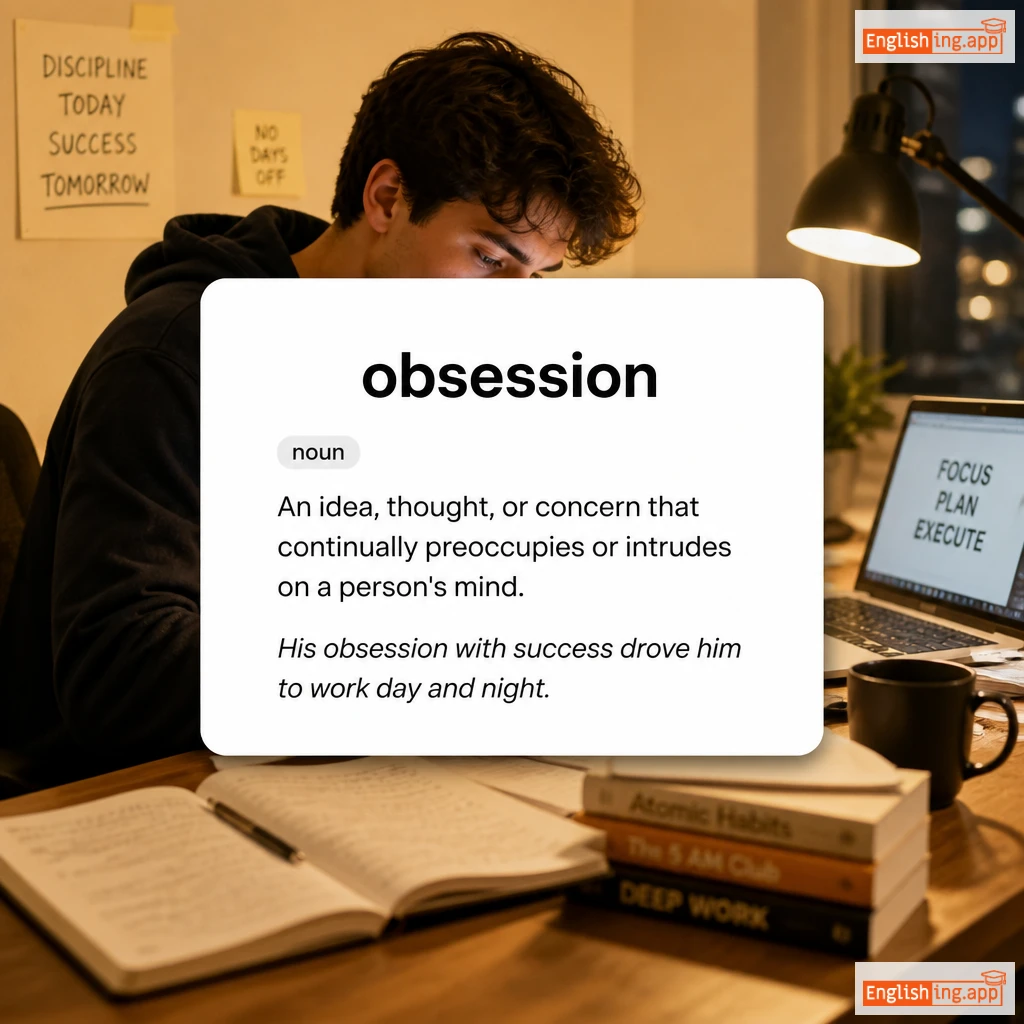 obsession definition card — visual illustration of the meaning