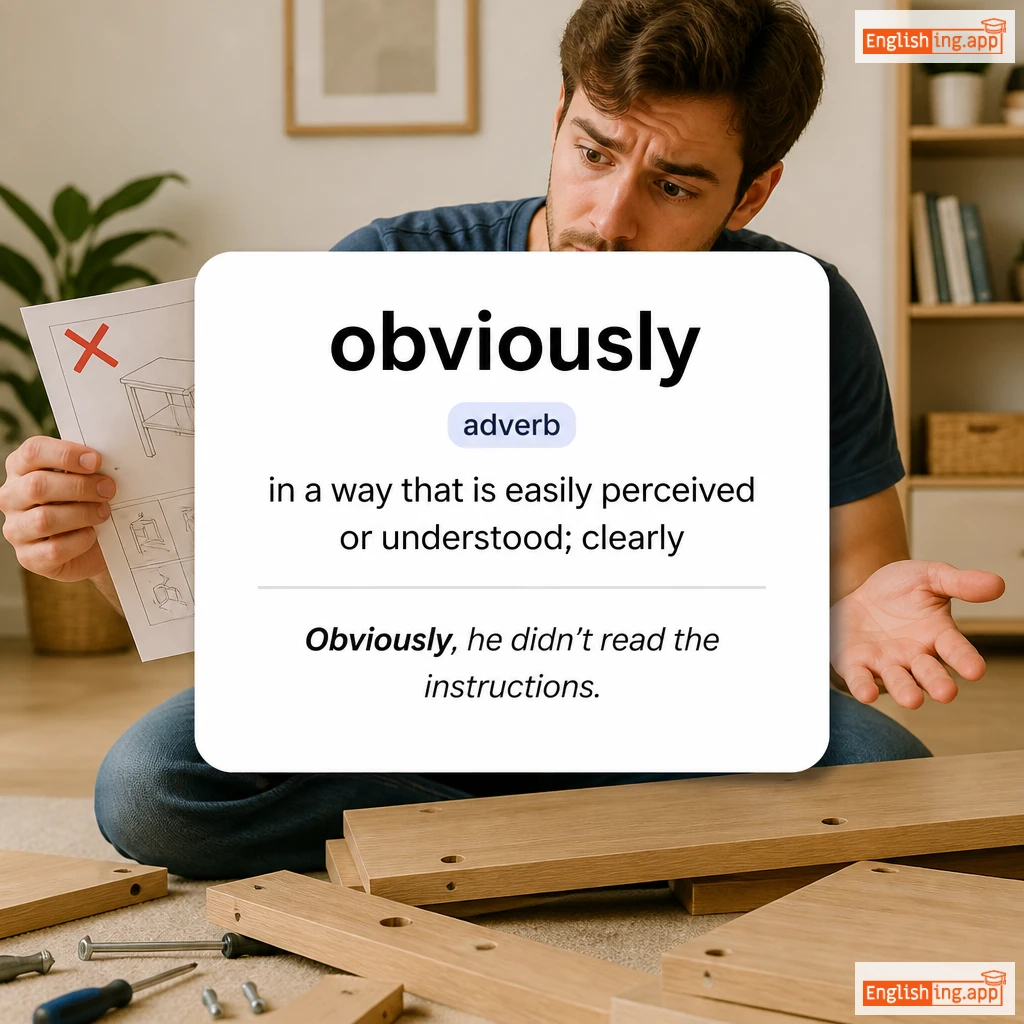 obviously definition card — visual illustration of the meaning