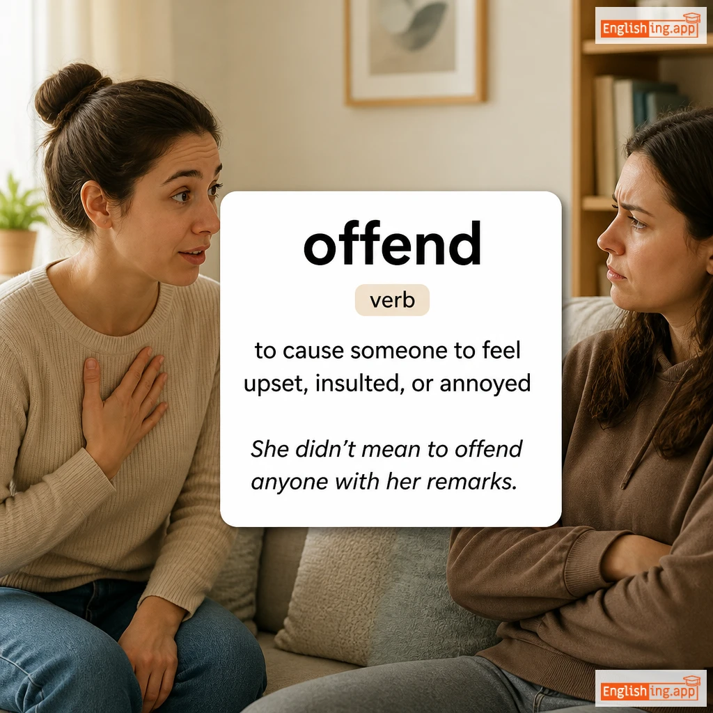 offend definition card — visual illustration of the meaning