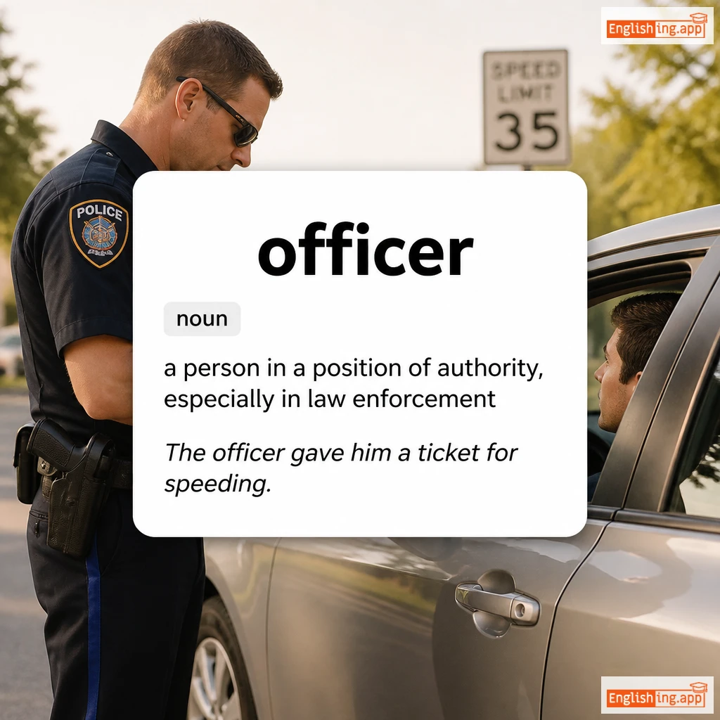 officer definition card — visual illustration of the meaning