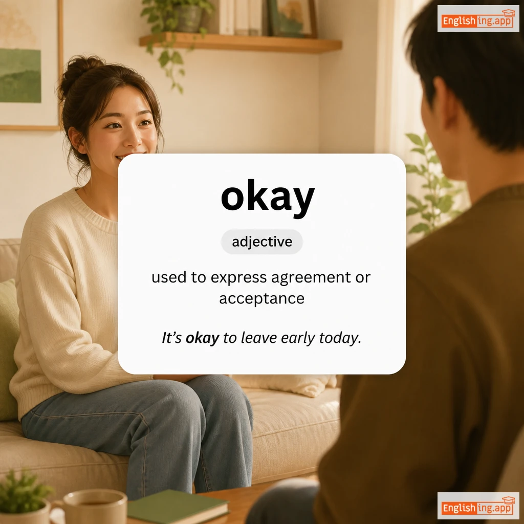 okay definition card — visual illustration of the meaning