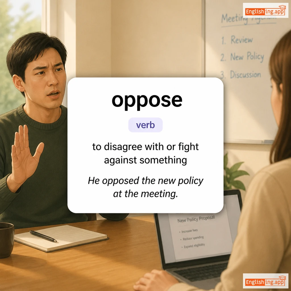 oppose definition card — visual illustration of the meaning