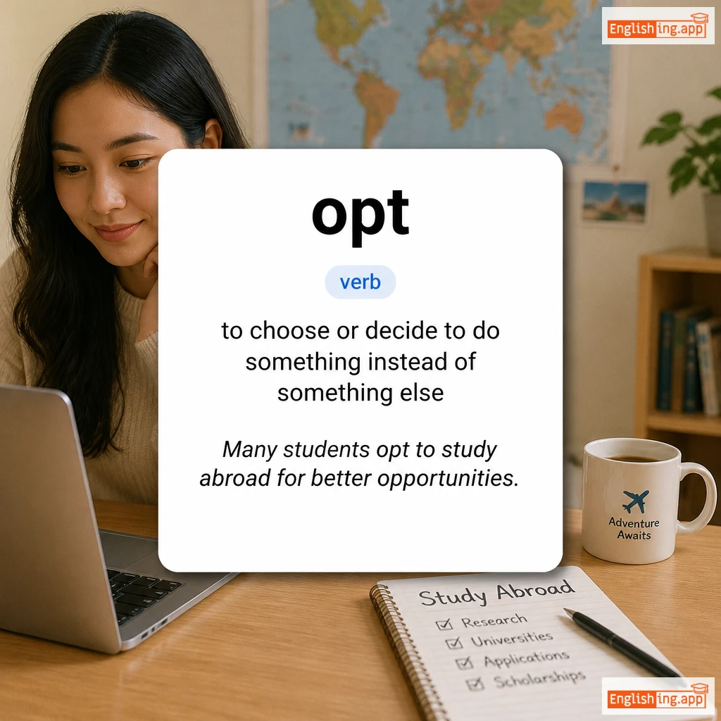 opt definition card — visual illustration of the meaning