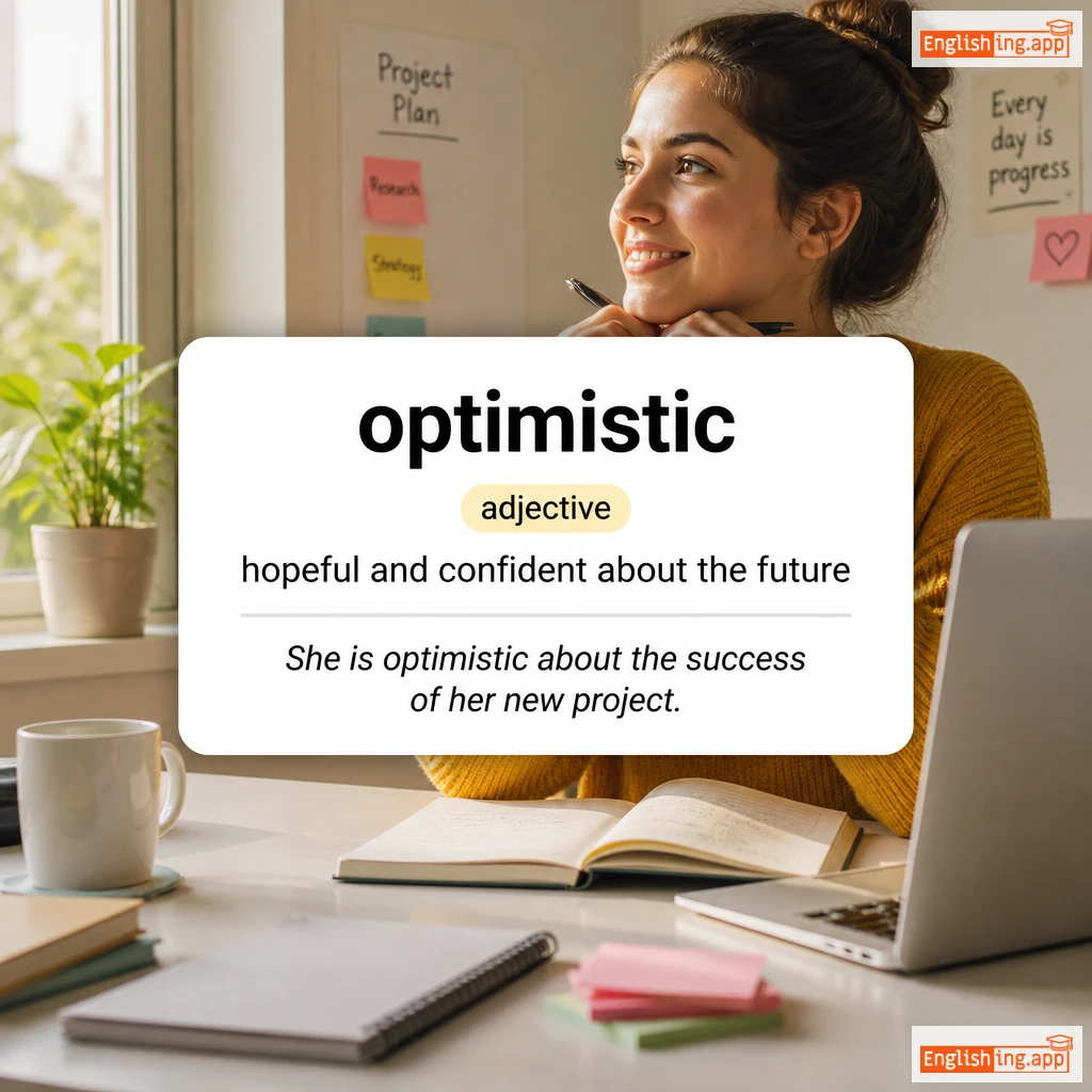 optimistic definition card — visual illustration of the meaning