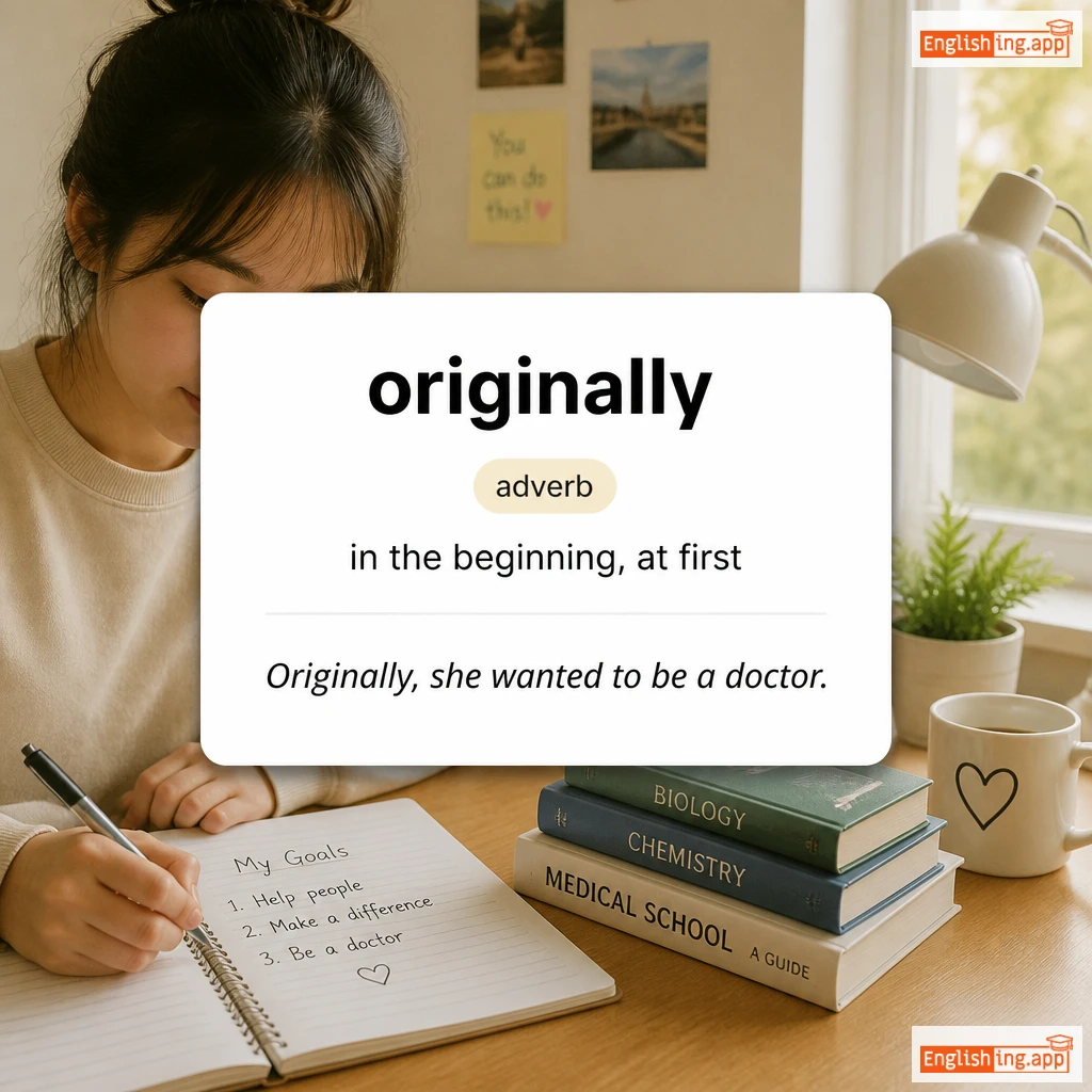 originally definition card — visual illustration of the meaning
