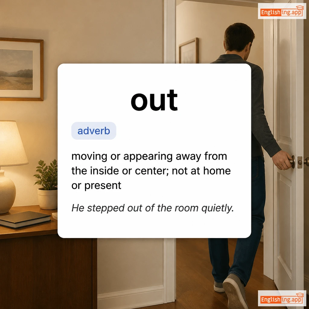 out definition card — visual illustration of the meaning