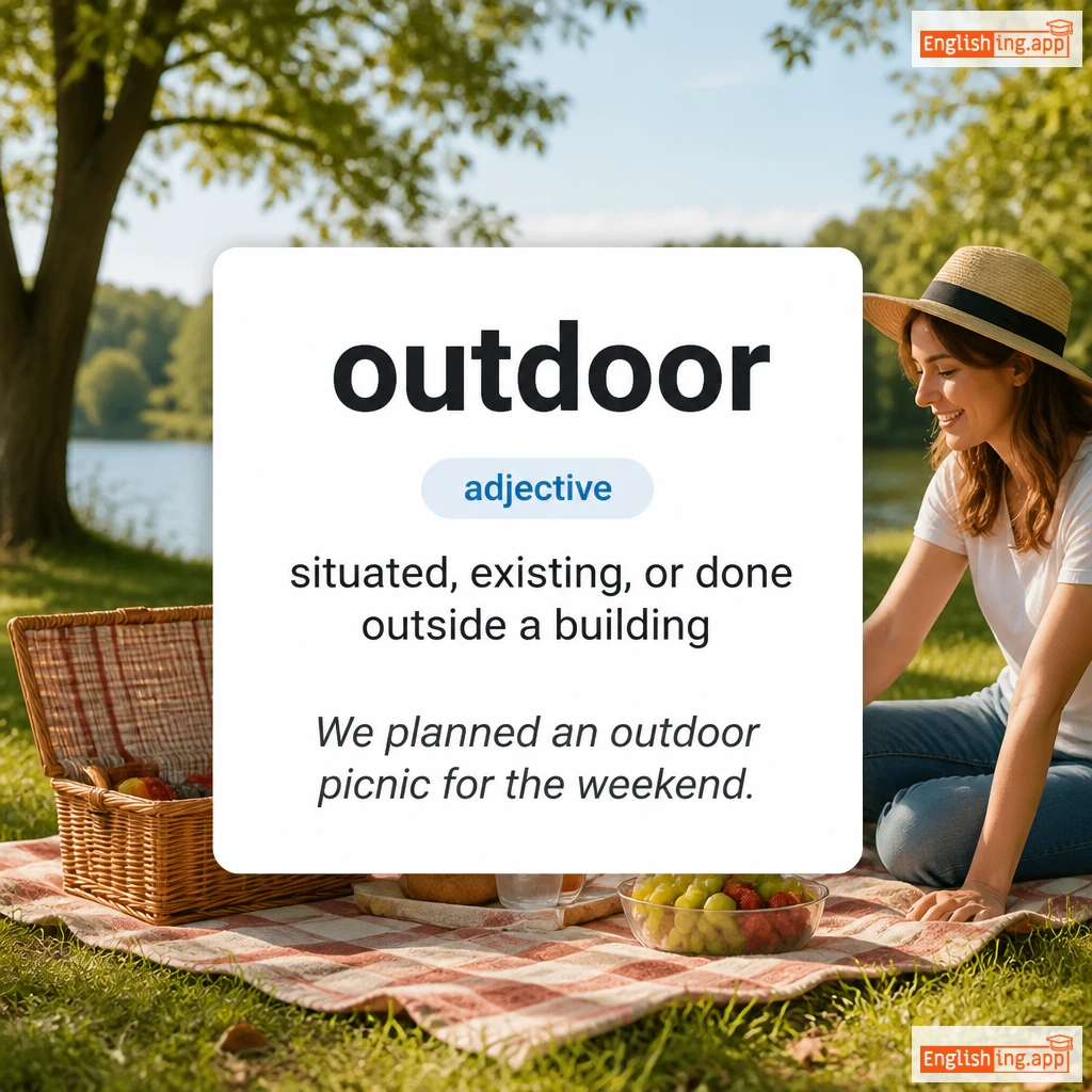 outdoor definition card — visual illustration of the meaning