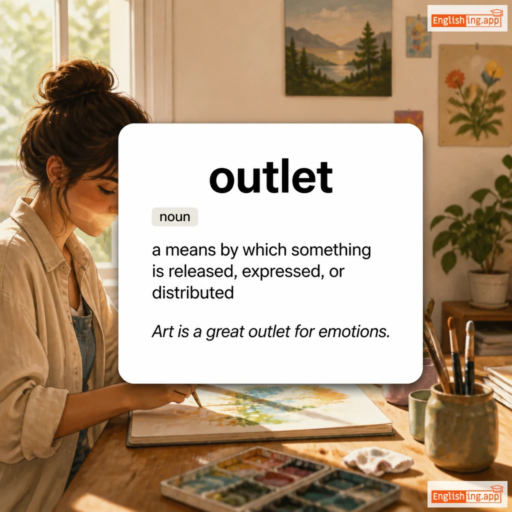 outlet definition card — visual illustration of the meaning