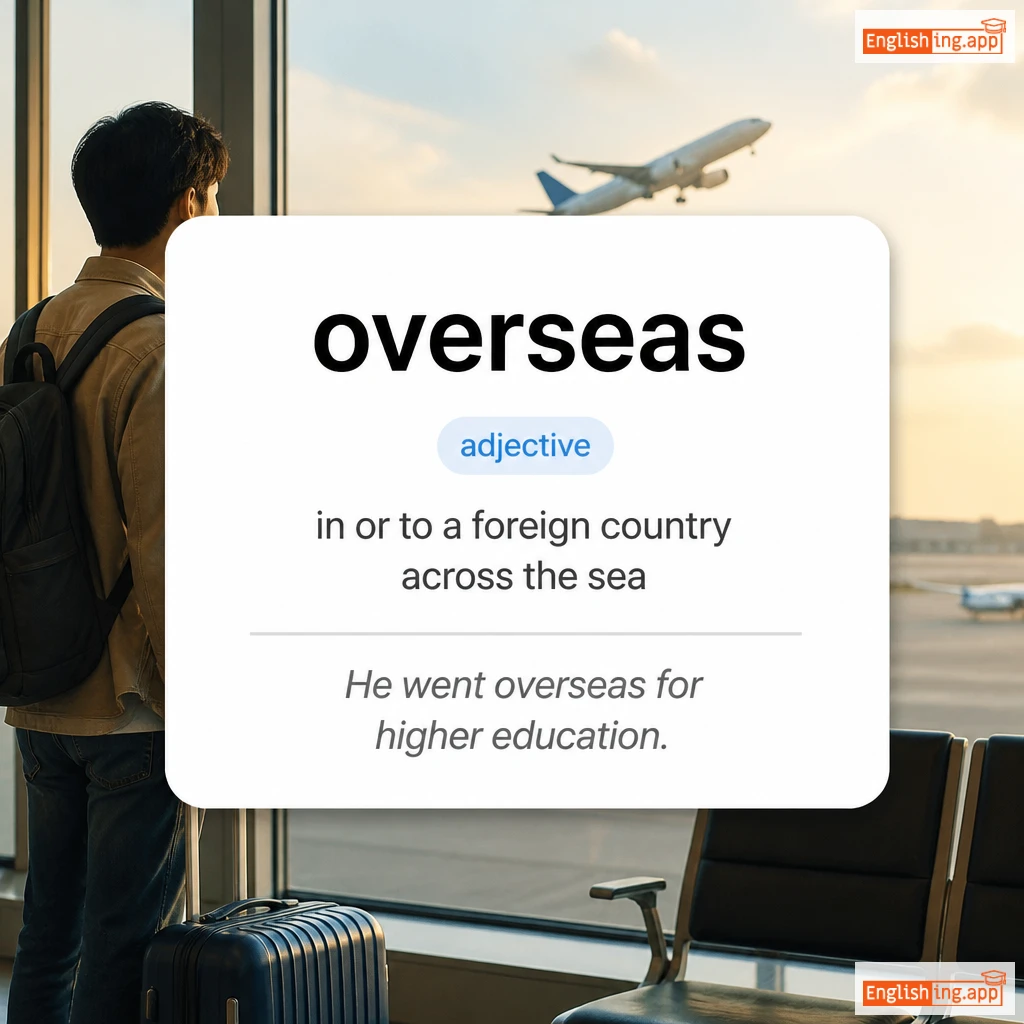 overseas definition card — visual illustration of the meaning