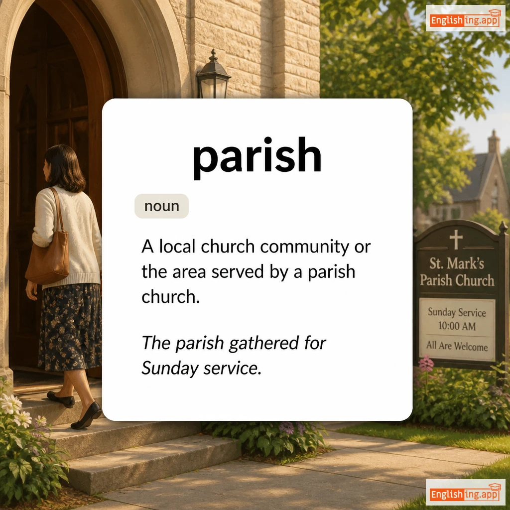 parish definition card — visual illustration of the meaning