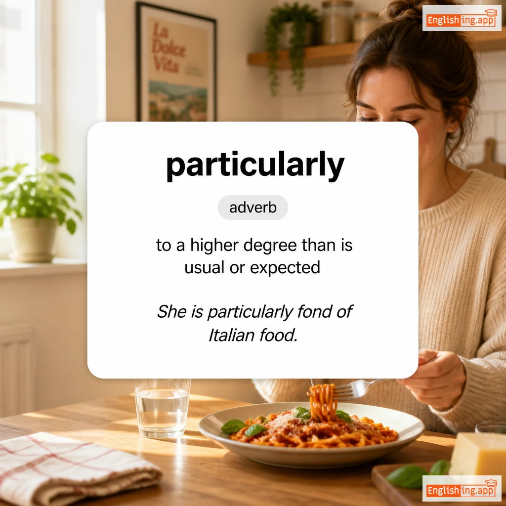 particularly definition card — visual illustration of the meaning