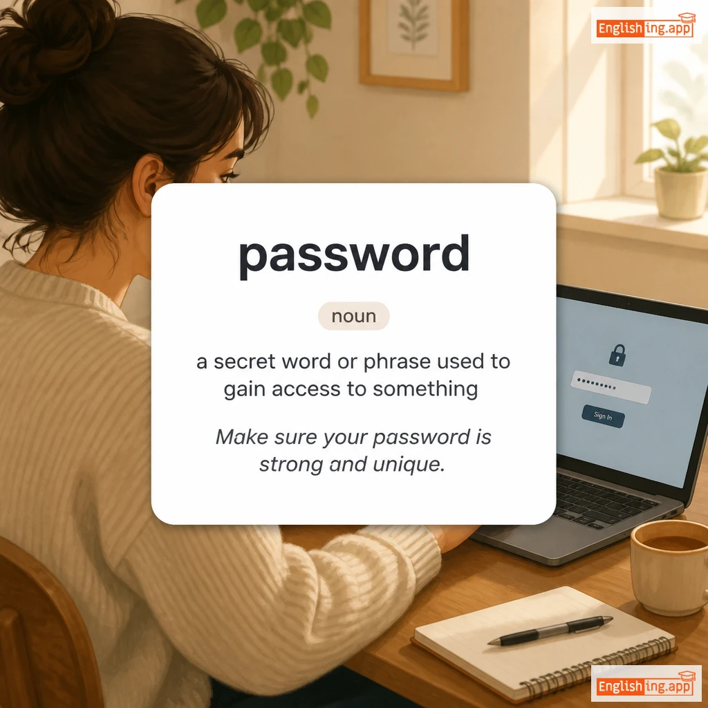 password definition card — visual illustration of the meaning