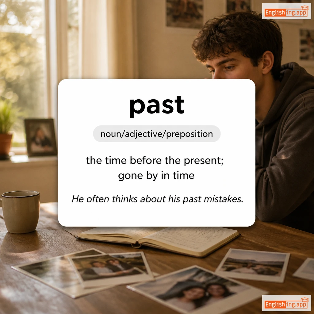 past definition card — visual illustration of the meaning