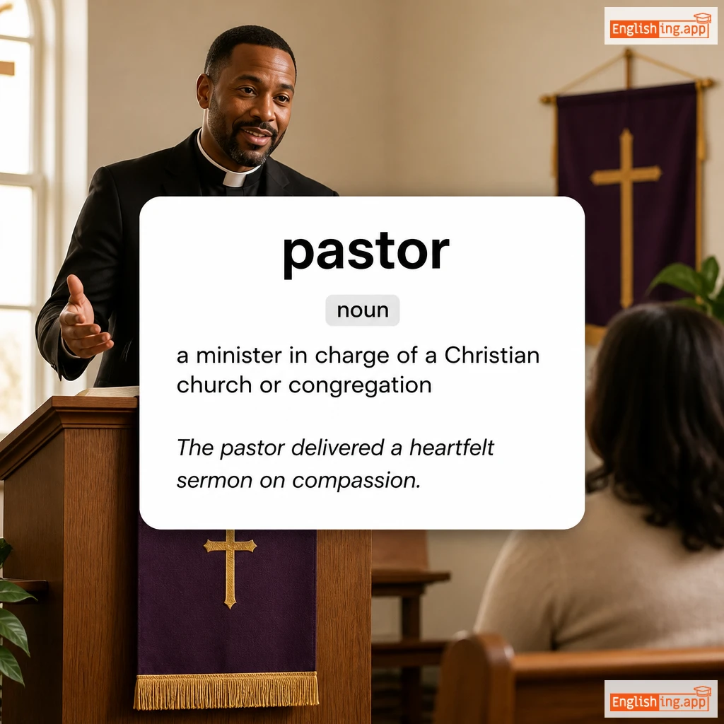 pastor definition card — visual illustration of the meaning