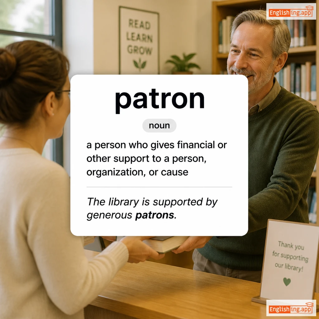 patron definition card — visual illustration of the meaning